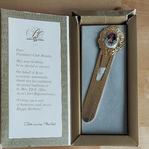 Avon Gold Bookmark with Floral Cameo
